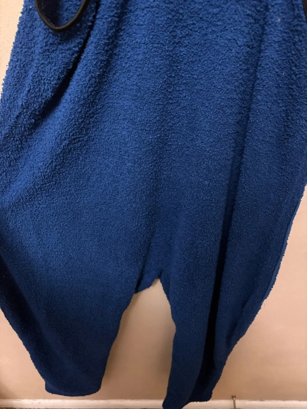 Free People Hot Shot Cuddle Up Fleece Onesie Jumpsuit Blue Black Size Small Rare